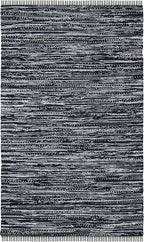 SAFAVIEH Rag Rug Collection Accent Rug - 3' x 5', Black, Handmade Boho Stripe Cotton, Ideal for High Traffic Areas in Entryway, Living Room, Bedroom (RAR121Z)