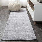 Eyely UES100K-210 Supersoft Haze Solid Low-Pile Indoor Runner Rug Casual;Contemporary;Solid;Traditional, Bedroom, Kitchen, Living Room, Easy-Cleaning, Non-Shedding, 2 X 10, Light Gray