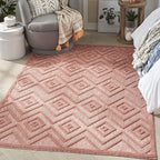 Nourison Home Versatile Coral Orange 5' x 7' Area Rug - Easy Clean, Non Shedding, Bed Room, Living Room, Dining Room, Kitchen (5' x 7')