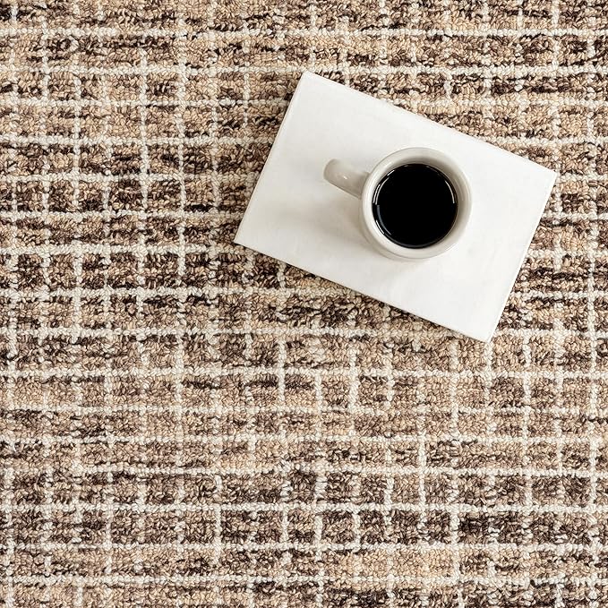 Rugs USA Melrose Handmade, Brown/Ivory, 4', Wool & Cotton Round, Soft and Cozy, High Traffic, Stain Resistant, Easy Clean, Durable Area Rug for Bedroom, Living Room, Dining Space, Den, Foyer, Entryway