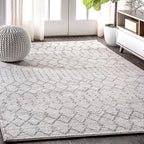 JONATHAN Y Boho Vintage Diamond Cream/Gray Indoor Area Rug 5X8 ft, Moroccan Hype for Living Room, Bedroom, Kitchen, Office, Easy-Cleaning, High Traffic, Pet-Friendly, Non-Shedding (MOH101B-5)