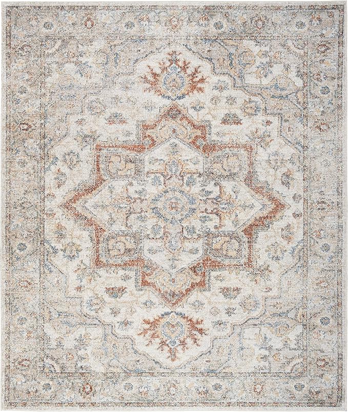 Nourison Home Astra Machine Washable Grey Multicolor 9' x 12' Area Rug - Easy Clean, Non Shedding, Bed Room, Living Room, Dining Room, Kitchen (9' x 12')