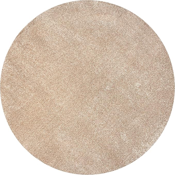 JONATHAN Y Haze Solid Low-Pile Beige 5' Round Indoor Area Rug, Coastal,Bohemian,Minimalist,Classic, Easy-Cleaning for Living Room,Bedroom,Kitchen,Pet Friendly,Non-Shedding (SEU100G-5R)