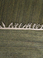 Rugsotic Carpets Hand Woven Flat Weave Kilim Wool ECO-Friendly Area Rugs - 6'x6', Square Shape, Olive Color, Solid Plain Design, Low Pile Handmade Area Rugs for Living Room, Bed Room (D00111)