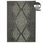 FH Home Flat Woven Outdoor Rug - Waterproof, Easy to Clean, Stain Resistant - Premium Polypropylene Yarn - Boho Moroccan - Large Patio, Deck, Sunroom - Ariana - Charcoal - 7ft 8in x 9ft 8in