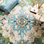 SAFAVIEH Monaco Collection Accent Rug - 3' x 5', Forest Green & Light Blue, Distressed Design, Non-Shedding & Easy Care, Ideal for High Traffic Areas in Entryway, Living Room, Bedroom (MNC243F)