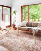 Loloi Layla Collection LAY-11 Cinnamon/Sage 5'-0" x 7'-6" .13" Thick Area Rug, Soft, Durable, Vintage Inspired, Distressed, Low Pile, Non-Shedding, Easy Clean, Printed, Living Room Rug