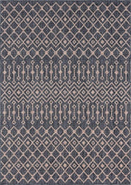 Unique Loom Outdoor Trellis Collection Area Rug - Tribal Trellis (8' x 11' 4" Rectangle, Charcoal Gray/ Natural)