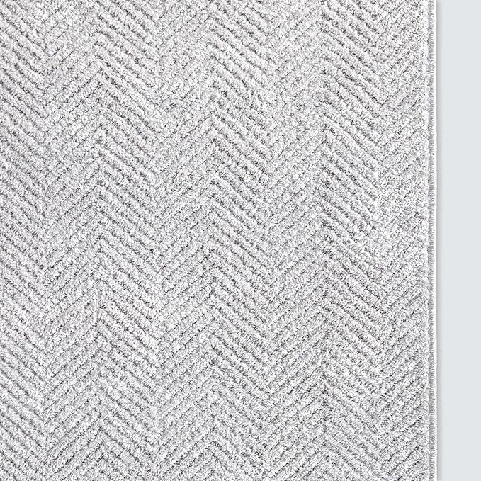 Well Woven Custom Size Hallway & Stair Runner- Harlow Pompeii Light Grey 31 Inches Wide x 55 Feet Long Runner (31" x 55') Runner Rug - Modern Chevron Pattern, Ultra-Soft, Easy-Clean