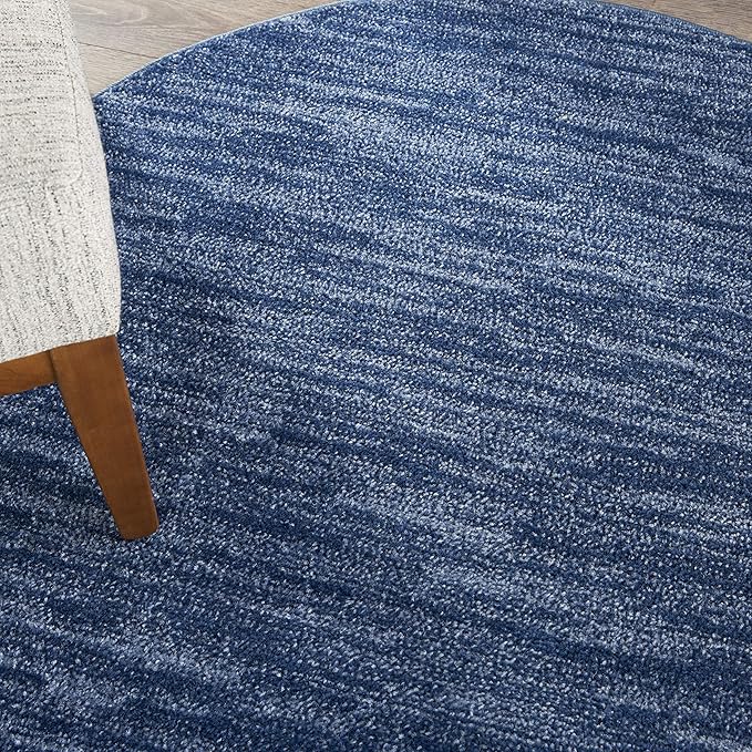 Nourison Home Nourison Essentials Navy Blue 4' x Round Area Rug - Easy Clean, Non Shedding, Bed Room, Living Room, Dining Room, Kitchen (4' x Round)