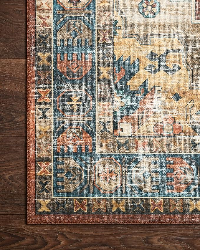 Loloi Skye Collection SKY-11 Rust/Blue 6'-0" x 6'-0" Round Area Rug
