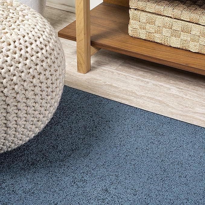 Eyely UES100C-4OV Supersoft Haze Solid Low-Pile Indoor Area Rug Casual;Contemporary;Solid;Traditional, Bedroom, Kitchen, Living Room, Easy-Cleaning, Non-Shedding, 4 X 6 Oval, Navy
