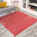 Eyely UES100E-7SQ Haze Solid Low-Pile Red 7' Square Area Rug, Pet Friendly, Stain Resistant, Easy Cleaning, for Bedroom, Living Room, Kitchen