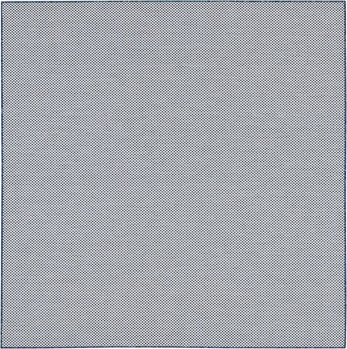 Nourison Home Courtyard Ivory Blue 8' x Square Area Rug - Easy Clean, Non Shedding, Bed Room, Living Room, Dining Room, Kitchen (8' x Square)
