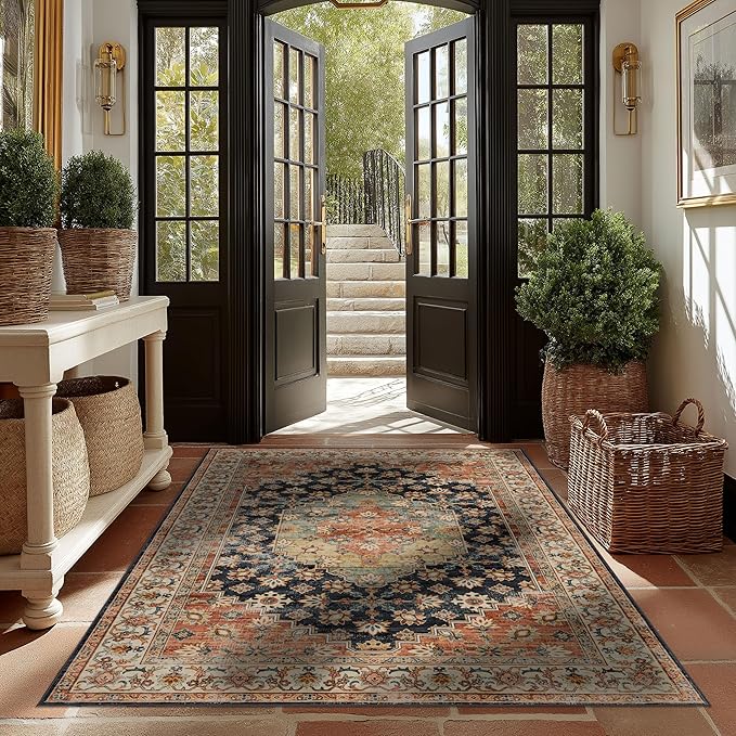 Area Rug Non Slip Machine Washable Ultra Soft Living Room/Bedroom/Kitchen/Outdoor/Classroom Maroon, 4'×6'