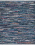 SAFAVIEH Rag Rug Collection Area Rug - 8' x 10', Ink & Multi, Handmade Boho Stripe Cotton, Ideal for High Traffic Areas in Living Room, Bedroom (RAR121C)