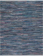 SAFAVIEH Rag Rug Collection Area Rug - 8' x 10', Ink & Multi, Handmade Boho Stripe Cotton, Ideal for High Traffic Areas in Living Room, Bedroom (RAR121C)
