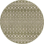 Unique Loom Outdoor Trellis Collection Area Rug - Tribal Trellis (7' 10" Round, Green/ Natural)