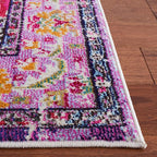 SAFAVIEH Monaco Collection Accent Rug - 4' x 5'7", Violet & Fuchsia, Medallion Distressed Design, Non-Shedding & Easy Care, Ideal for High Traffic Areas in Entryway, Living Room, Bedroom (MNC243P)