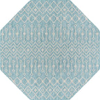 Unique Loom Outdoor Trellis Collection Area Rug - Tribal Trellis (7' 10" Octagon, Aqua/ Ivory)