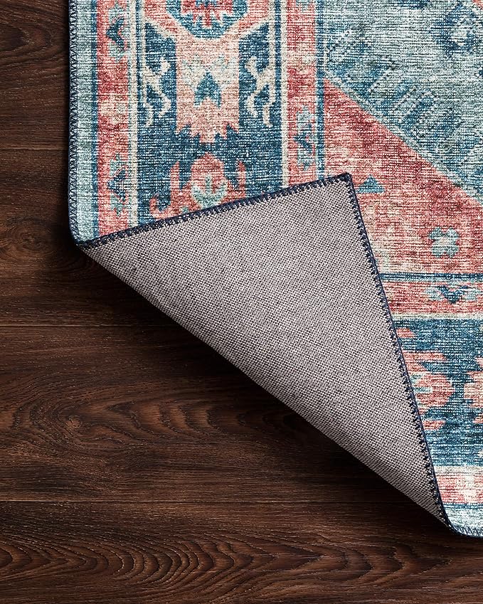 Loloi II Skye Collection SKY-03 Turquoise/Terracotta 5'-0" x 7'-6" Area Rug