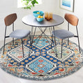 SAFAVIEH Madison Collection 6'7" Round Navy/Beige MAD418M Boho Diamond Distressed Non-Shedding Entryway Foyer Living Room Bedroom Kitchen Area Rug
