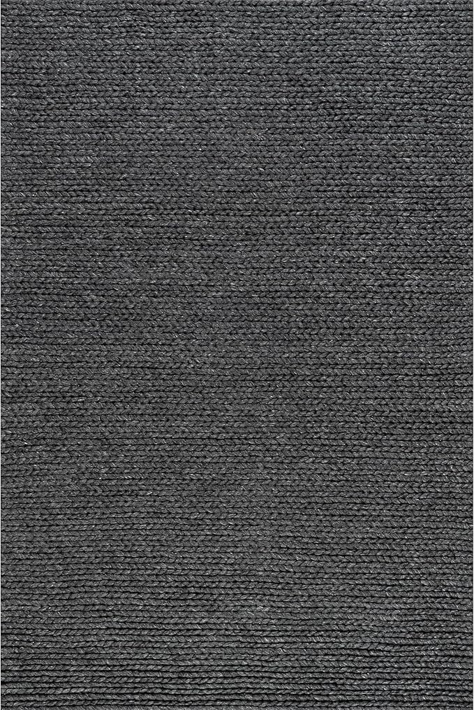 Nuloom Penelope Charcoal, 2'6" x 8', Hand-Braided, Wool & Cotton, Soft and Textured, High Traffic, Stain Resistant, Easy Clean, Durable Runner for Bedroom, Living Room, Dining, Foyer, Entryway