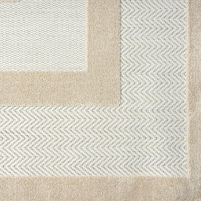 Abani Area Rugs - Modern Minimalist Pattern - Cream Rug for Living Room, Bedroom, Dining Room - Indoor/Outdoor - Easy to Clean - Non-Shedding - 6' x 9"