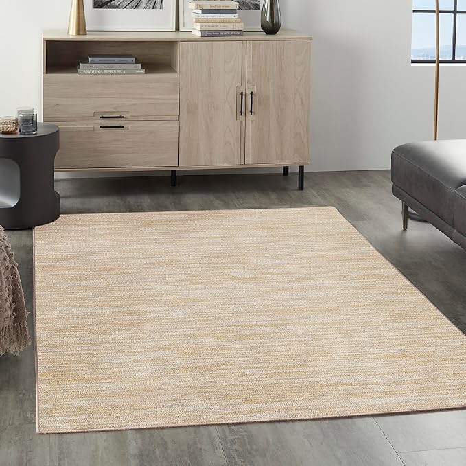 Nourison Home Nourison Essentials Ivory Gold 5' x 7' Area Rug - Easy Clean, Non Shedding, Bed Room, Living Room, Dining Room, Kitchen (5' x 7')