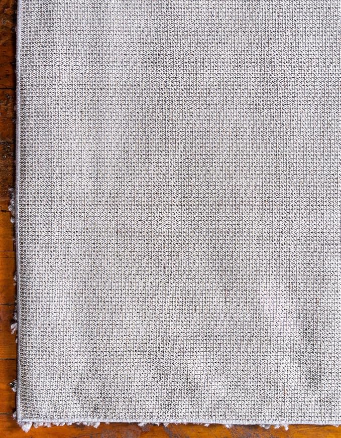 Unique Loom Davos Shag Collection Area Rug - Solid (5' 1" Square, Sterling)