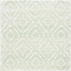 SAFAVIEH Adirondack Collection Area Rug - 6' Square, Green & Ivory, Modern Diamond Distressed Design, Non-Shedding & Easy Care, Ideal for High Traffic Areas in Living Room, Bedroom (ADR131Y)