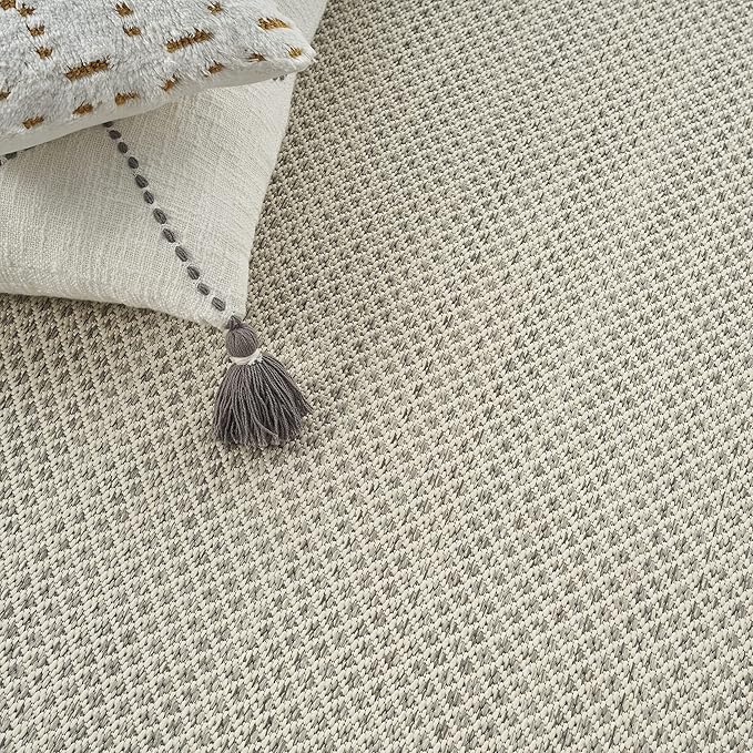 Nourison Home Courtyard Ivory Silver 5' x 7' Area Rug - Easy Clean, Non Shedding, Bed Room, Living Room, Dining Room, Kitchen (5' x 7')