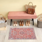 GLN Rugs Traditional Collection - Machine Washable Area Rug, Traditional Washable, Non Slip, Low Pile Chenille Rug, Living Room, Bedroom, Kitchen Rug (2' x 3' Multi Red)