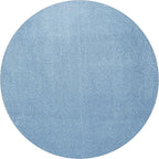 Eyely UES100F-6R Supersoft Haze Solid Low-Pile Indoor Area Rug, Coastal, Bohemian, Minimalist, Classic, Casual for Bedroom,Kitchen,Living Room,Non Shedding,Easy-Washing, Blue, 6' Round