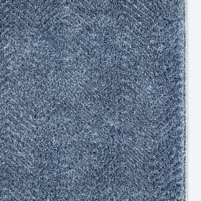 Well Woven Custom Size Hallway & Stair Runner- Harlow Pompeii Blue 31 Inches Wide x 30 Feet Long Runner (31" x 30') Runner Rug - Modern Chevron Pattern, Ultra-Soft, Easy-Clean