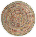 REDEARTH · Jute Cotton Chindi Area Rug - 5' Round Rug, Handwoven, Non-Shedding, Soft & Durable – Multi Tones for Home Décor in Living Room, Dining Room, Bedroom