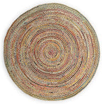 REDEARTH · Jute Cotton Chindi Area Rug - 5' Round Rug, Handwoven, Non-Shedding, Soft & Durable – Multi Tones for Home Décor in Living Room, Dining Room, Bedroom