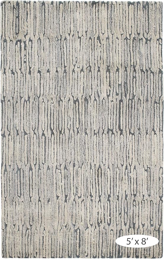 Dash and Albert Malone Everglade Hand Tufted Wool Rug, 9 X 12 Feet, Blue Graphic Pattern - Premium Luxury Hotel Quality Soft Breathable Hypoallergenic Machine Washable Easy Care All Season
