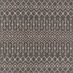 Unique Loom Outdoor Trellis Collection Area Rug - Tribal Trellis (7' 10" Square, Charcoal Gray/ Natural)
