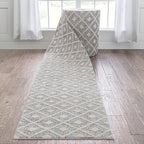 Well Woven Custom Size Hallway Stair Runner - Choose Your Length - Ainsley Grey Diamond Trellis Geometric Tribal - 27 Inches Wide x 18 Feet Long Runner (27" x 18' Runner) Rug