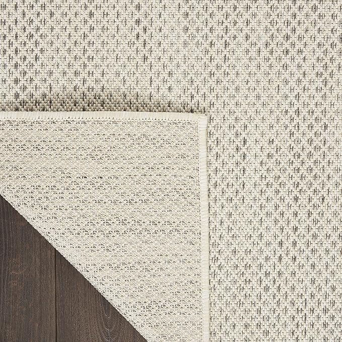 Nourison Home Courtyard Ivory Silver 2'2" x 20' Area Rug - Easy Clean, Non Shedding, Bed Room, Living Room, Dining Room, Kitchen (20' Runner)
