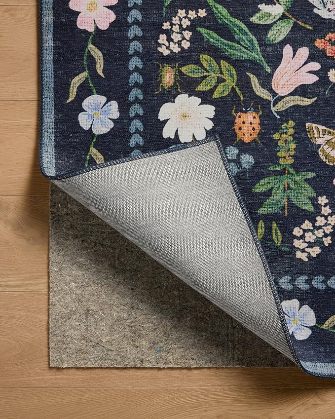 Loloi Rifle Paper Co. Canopy Collection CNP-04 Black 5'-0" x 5'-0" Round Accent Rug