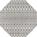 Unique Loom Outdoor Trellis Collection Area Rug - Tribal Trellis (7' 10" Octagon, Gray/ Black)