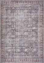 Bloom Rugs Washable 6' x 9' Rug - Brown/Dark Gray Traditional Area Rug for Living Room, Bedroom, Dining Room, and Kitchen - Exact Size: 6' x 9'