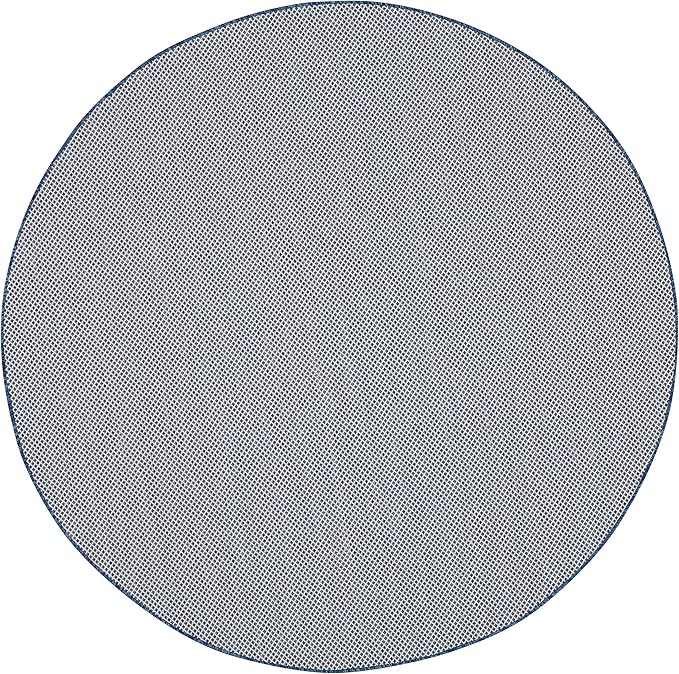 Nourison Home Courtyard Ivory Blue 8' x Round Area Rug - Easy Clean, Non Shedding, Bed Room, Living Room, Dining Room, Kitchen (8' x Round)