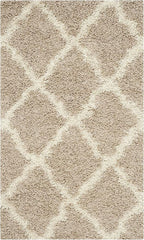 SAFAVIEH Dallas Shag Collection Accent Rug - 3' x 5', Beige & Ivory, Trellis Design, Non-Shedding & Easy Care, 1.5-inch Thick Ideal for High Traffic Areas in Entryway, Living Room, Bedroom (SGD257D)