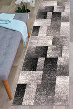 Rugshop Gray Modern Distressed Boxes Non-Shedding Runner Rug, Durable Low-Maintenance Design for Hallway, Corridor and Kitchen, 2' x 7'