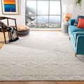 SAFAVIEH Tulum Collection Area Rug - 6'7" Square, Ivory & Grey, Moroccan Boho Tribal Design, Non-Shedding & Easy to Clean, Ideal for Living Room, Bedroom, Dining Space (TUL272A)
