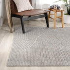 JONATHAN Y Hallie High-Low Curve Gray/Ivory Indoor/Outdoor Area Rug, 10x13, Minimalist, Pet Friendly, Non-Shedding, Stain Resistant, Hose-Washable for Backyard, Patio, Porch (SCN100A-13)