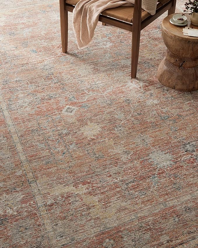Loloi Magnolia Home by Joanna Gaines Millie Collection MIE-04 Sunset/Multi 7'-10" x 7'-10", .25" Pile Height, Round Area Rug